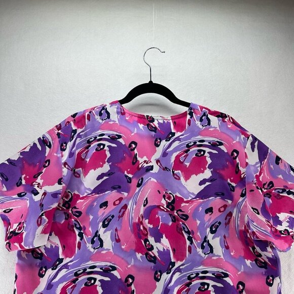 Comfy Cottons Scrub Top Womens Size M Abstract Print Medical Uniform Purple - Picture 5 of 11